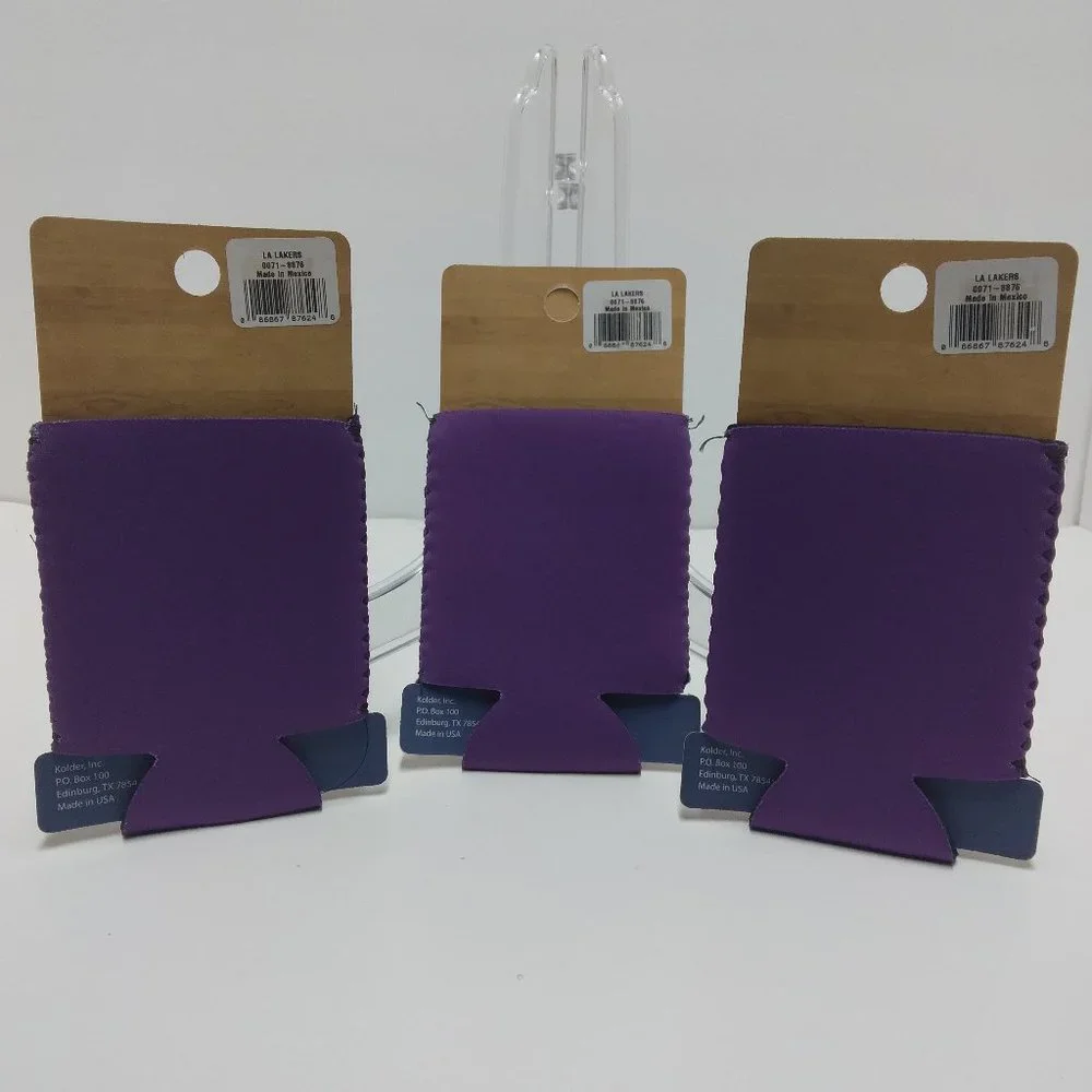 New Kolder Los Angeles Lakers NBA Can Bottle Coolers Set of 3 Purple Yellow Gift
